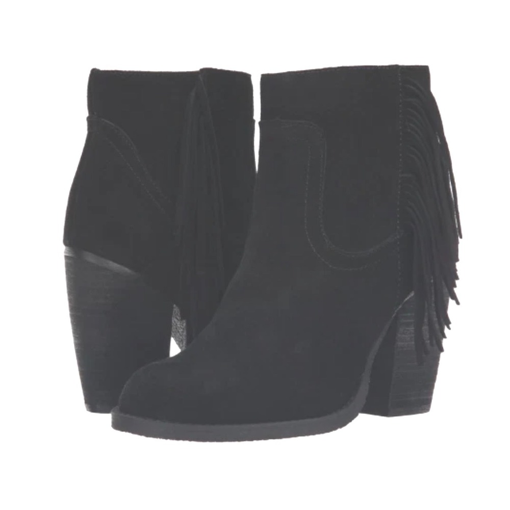 Sbicca Marimba Black Fringe Suede Leather‎ Ankle Boots Womens 9 VTG Collection